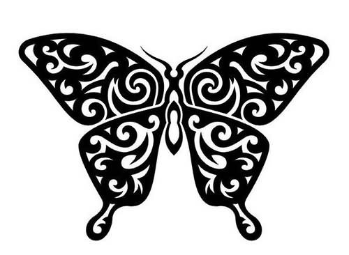 Tribal Butterfly Black And White Tattoo Design